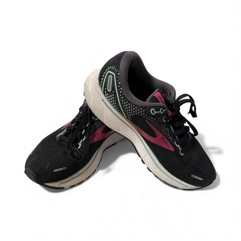 Brooks Ghost 14 Running Shoes Black/Pink Womens Size 6.5